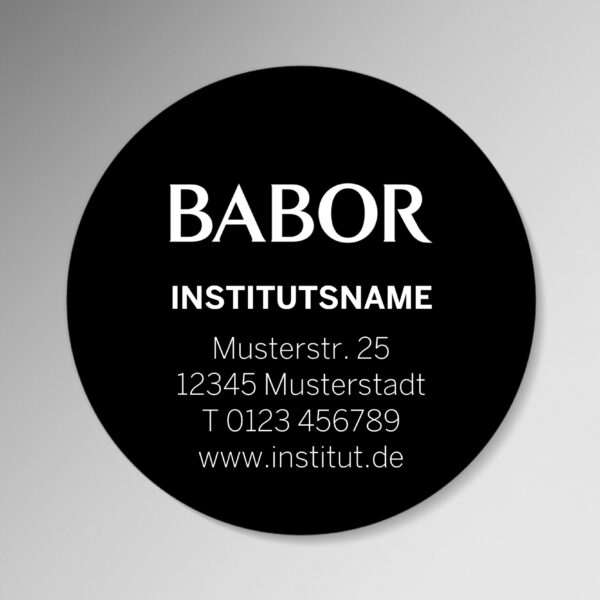 Institutsaufkleber rund <br />schwarz, 60mm